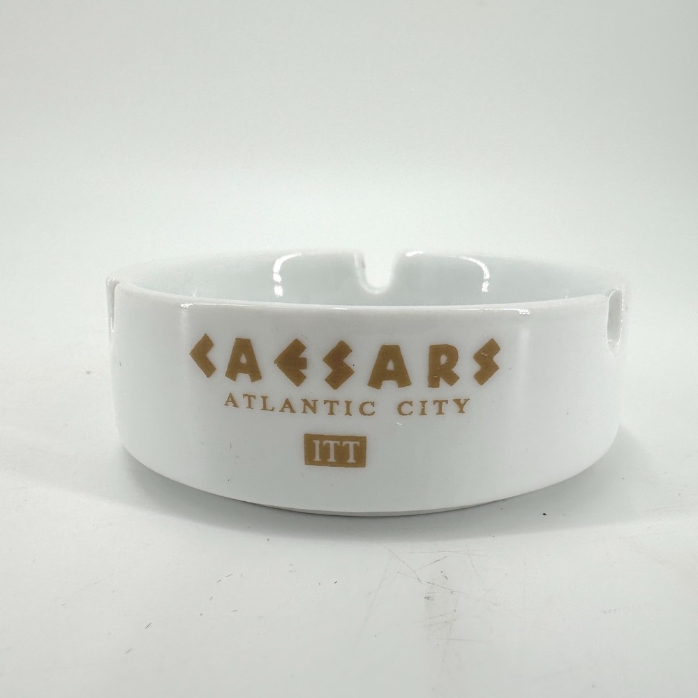 Vintage Caesars Casino Hotel‎ Atlantic City ITT White Porcelain Ashtray MCM